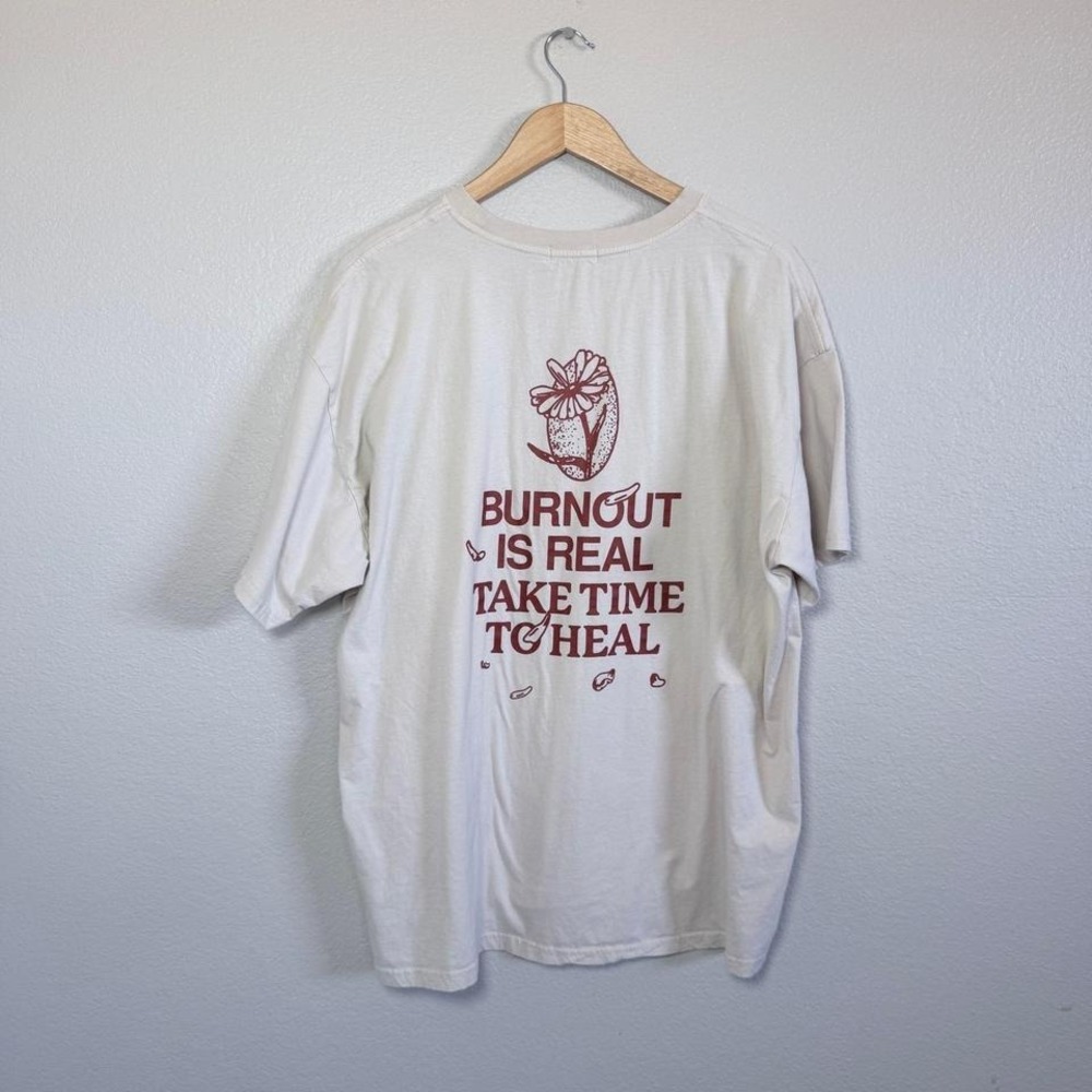 Graphic Tank Top - 'Burnout Is Real' White with Red Print
